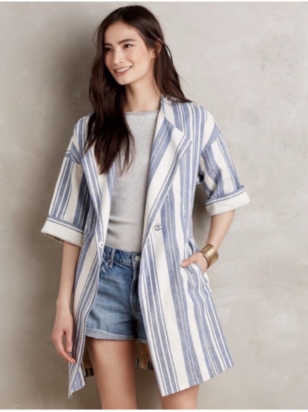 Anthropologie Elevenses North Channel Jacket Blue and White Striped
100%Cotton S
